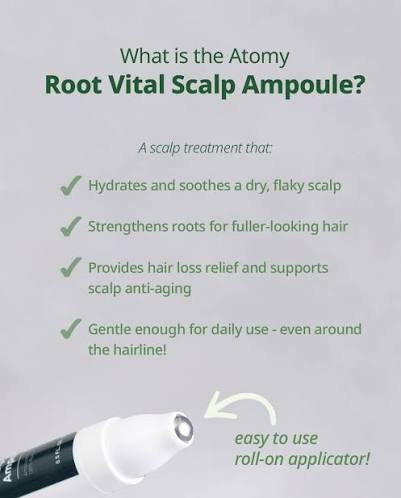 Atomy Root Vital Scalp Ampoule applied directly to hairline for targeted scalp care