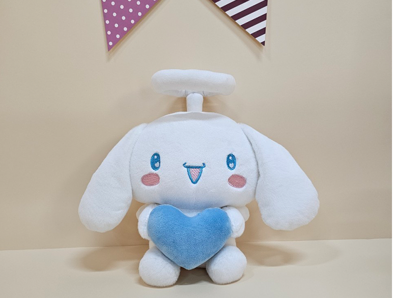 Sanrio Cinnamoroll Angel 2 plush doll with halo and blue heart, 25cm soft stuffed toy with floppy ears