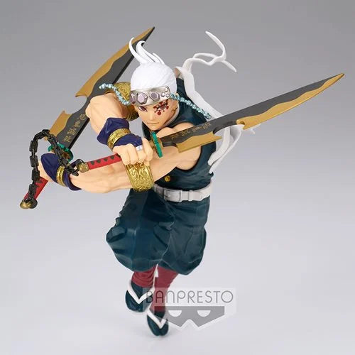"Tengen Uzui Banpresto figure from Demon Slayer holding dual swords in action pose – anime collectible for Demon Slayer fans and figure collectors"