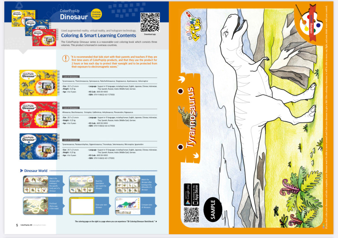 AR Colouring Book Dinosaur <Herbivorous> - Kids & Mom Toys