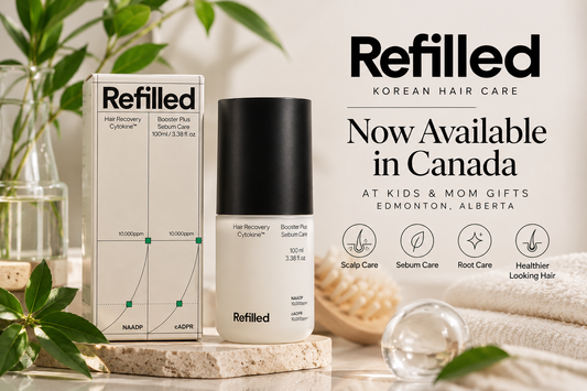 Refilled Korean hair care and scalp care available at Kids & Mom Gifts Edmonton Canada