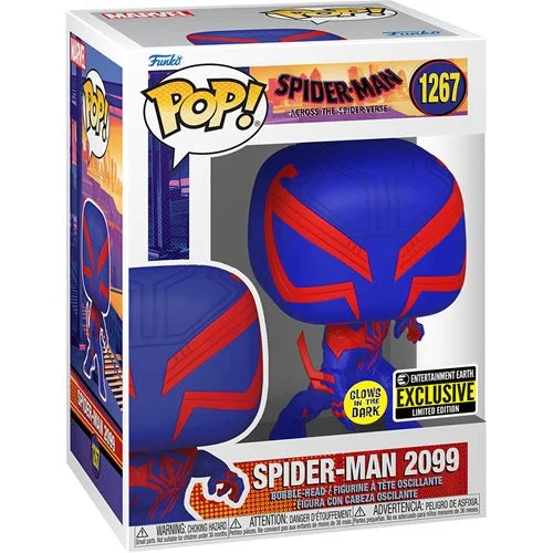 "2023 Nov" Spider-Man: Across the Spider-Verse Spider-Man 2099 Glow-in-the-Dark Pop! Vinyl Figure - Entertainment Earth Exclusive - Kids & Mom Toys