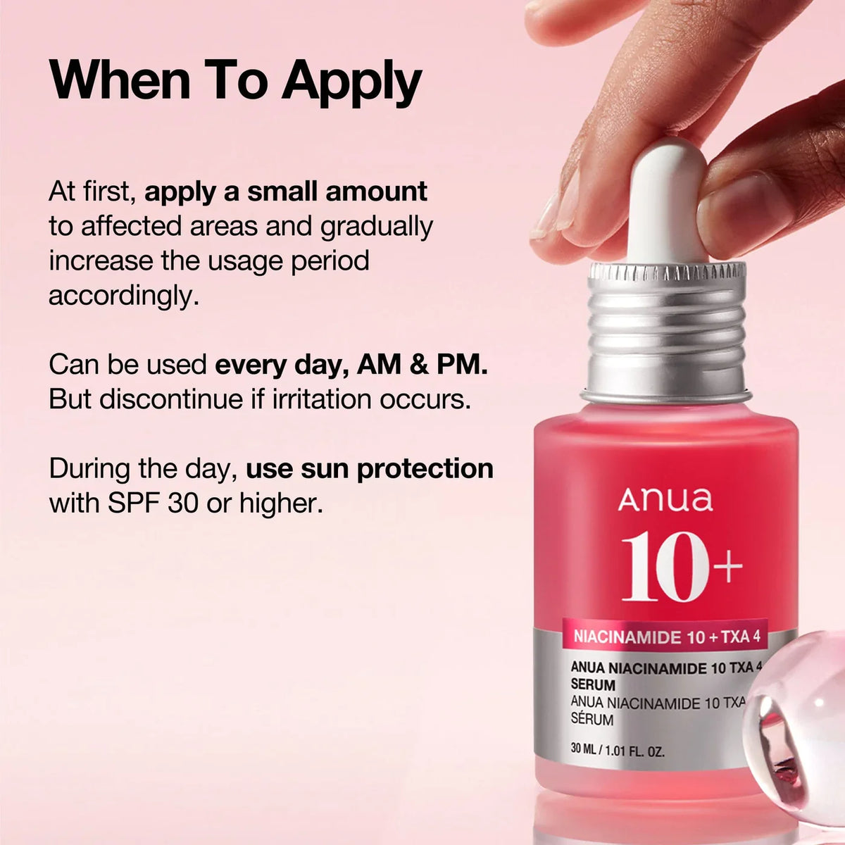 ANUA Niacinamide 10 percent TXA 4 percent Serum when to apply