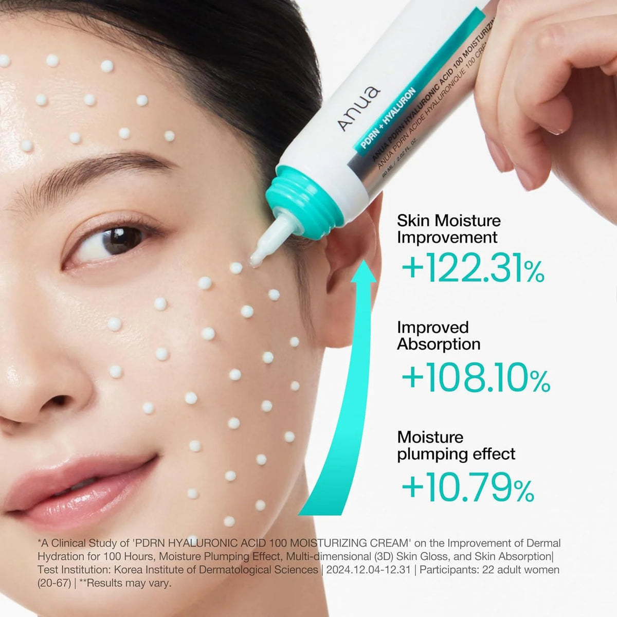 Anua PDRN Hyaluronic Acid 100 Moisturizing Cream for plump dewy skin and moisture barrier care