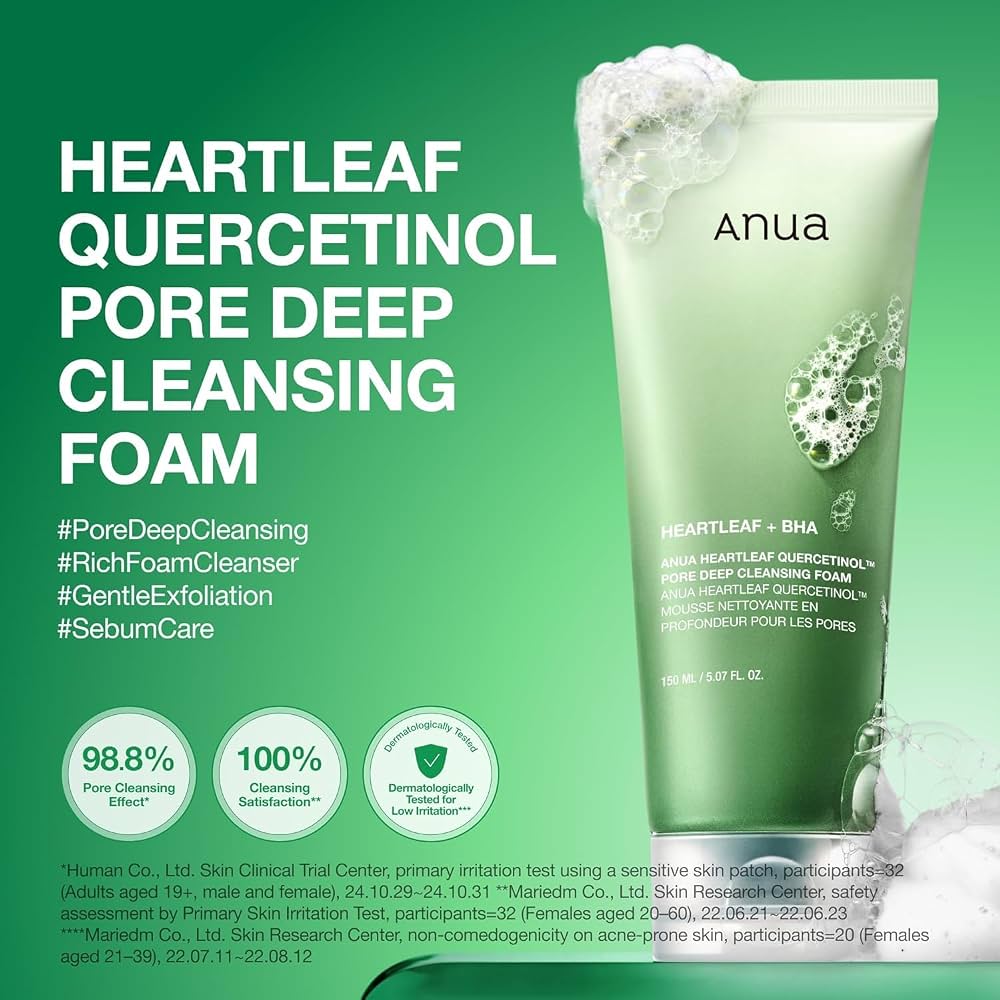 Anua Heartleaf Quercetinol Pore Deep Cleansing Foam creamy foam texture