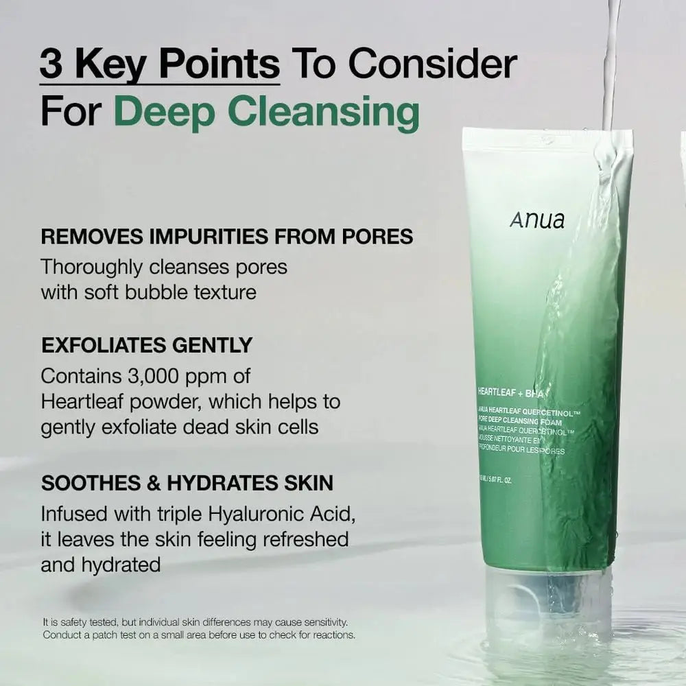 Anua Heartleaf Quercetinol Pore Deep Cleansing Foam deep cleansing 3 key points
