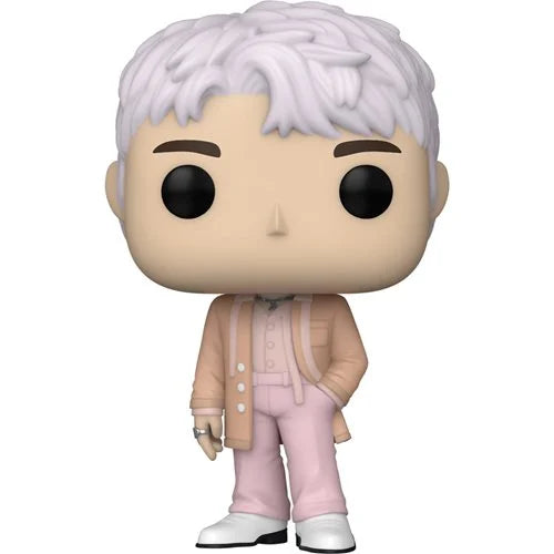 BTS J-Hope Funko Pop! Vinyl Figure featuring platinum hair and pastel pink-beige outfit, officially licensed K-pop collectible figure for Funko and BTS fans.