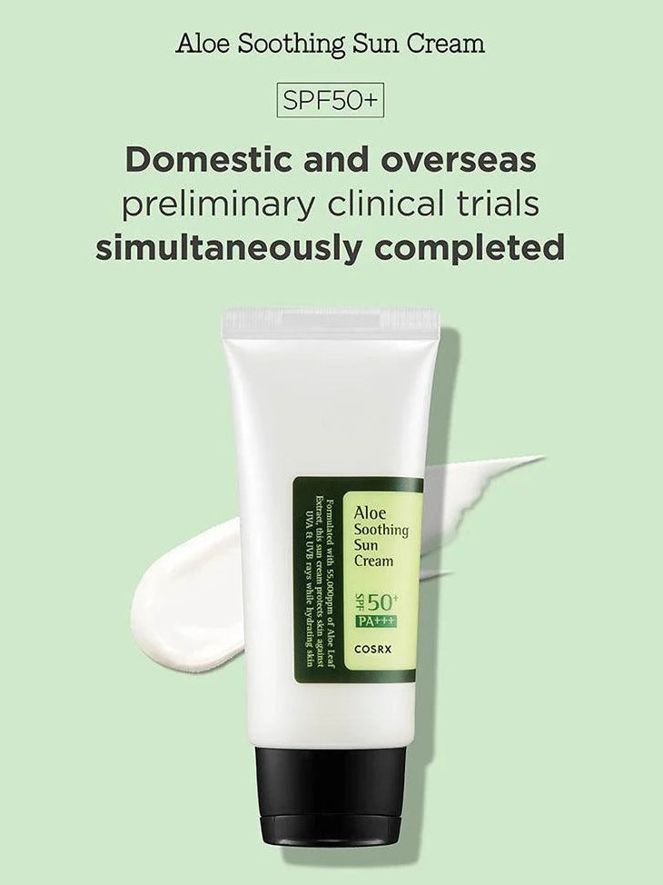 COSRX Aloe Soothing Sun Cream moisturizing cream texture with Aloe Arborescens Leaf Extract
