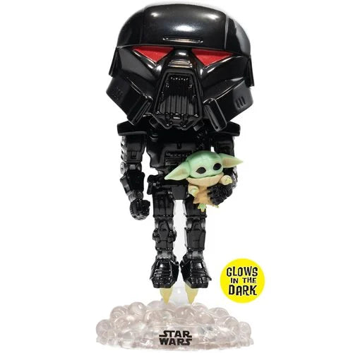 Star Wars: The Mandalorian Dark Trooper with Grogu Glow-in-the-Dark Pop! Vinyl Figure - Entertainment Earth Exclusive - Kids & Mom Toys