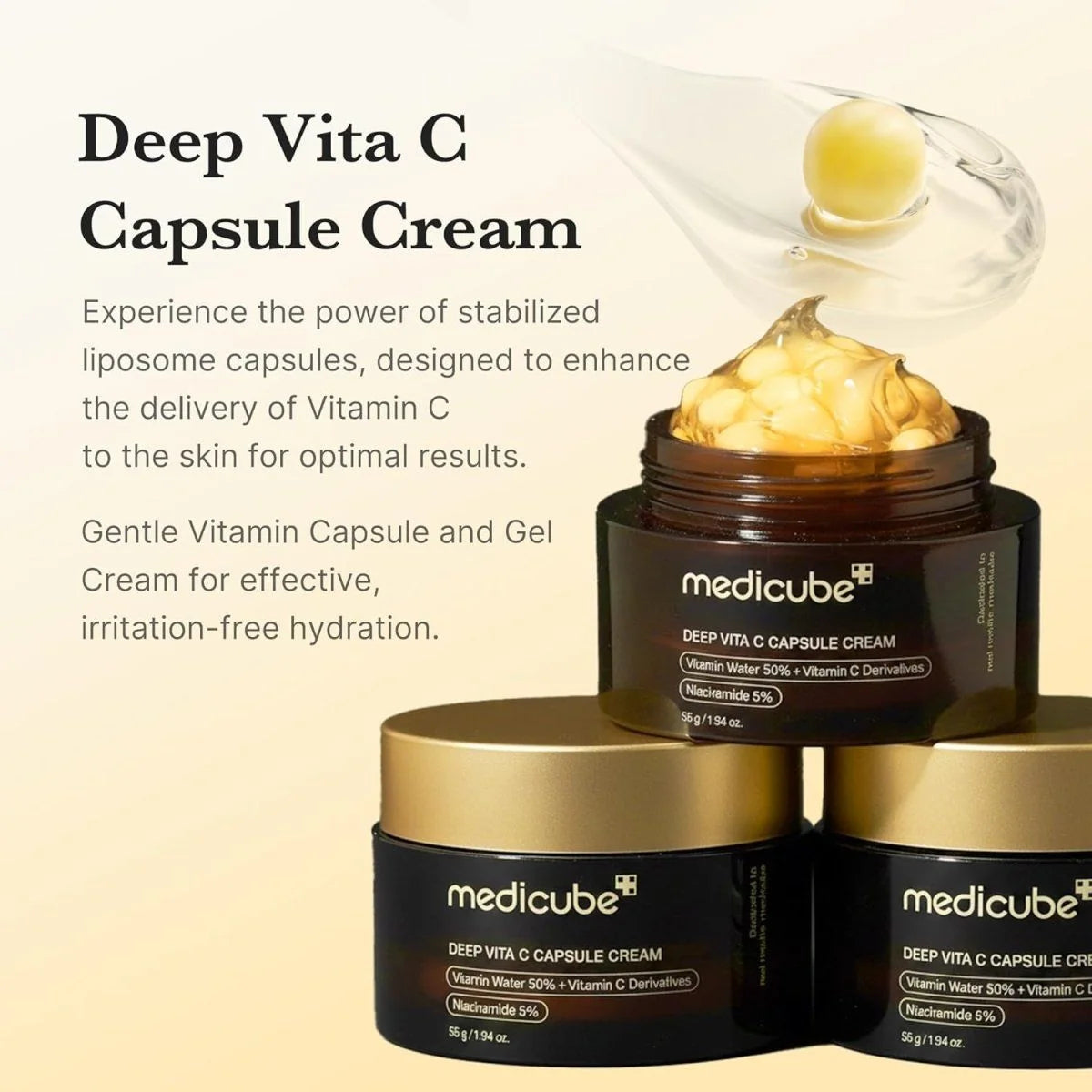 medicube Deep Vita C Capsule Cream yellow vitamin C capsules suspended in moisturizing gel