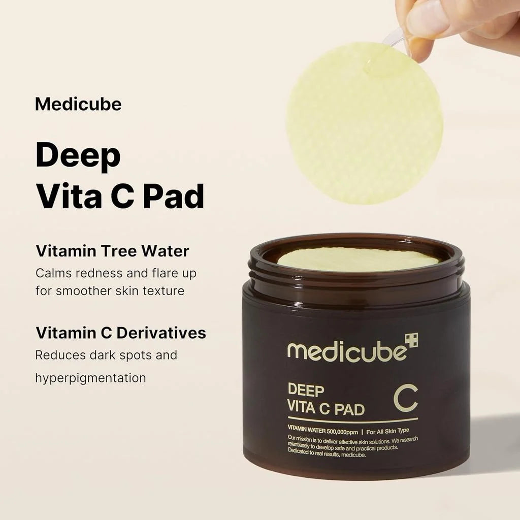 MEDICUBE Deep Vita C Pad 70 Korean Vitamin C toner pads for dark spots and uneven skin tone