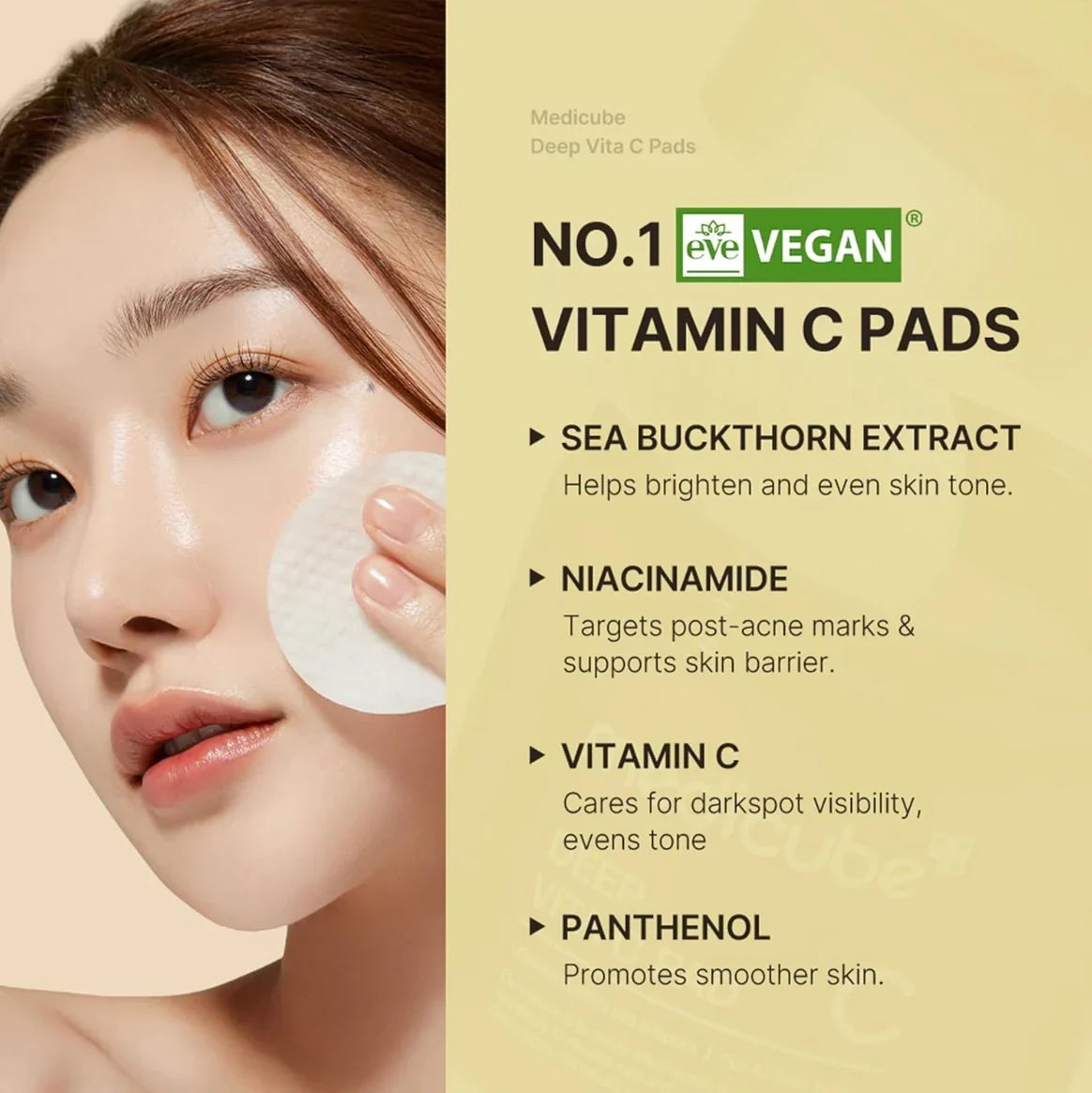 MEDICUBE Deep Vita C Pad 70 Korean Vitamin C toner pads No.1 Vegan vitamin c pads