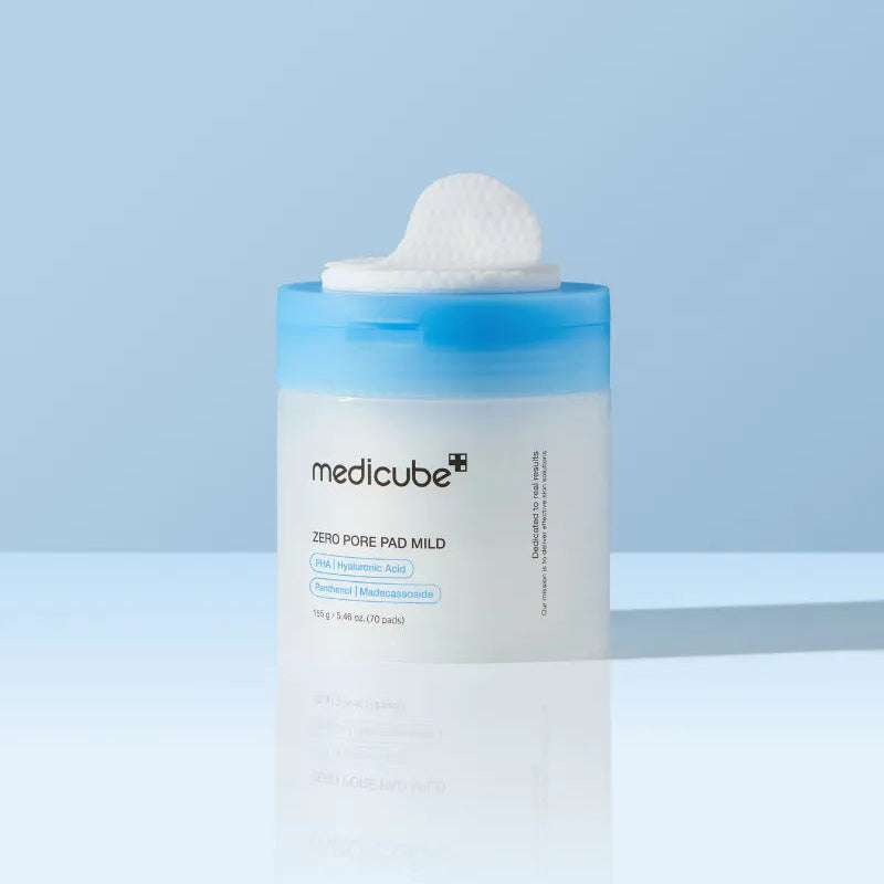 MEDICUBE Zero Pore Madecassoside Pads Mild 70 Korean PHA toner pads for sensitive skin and pore care
