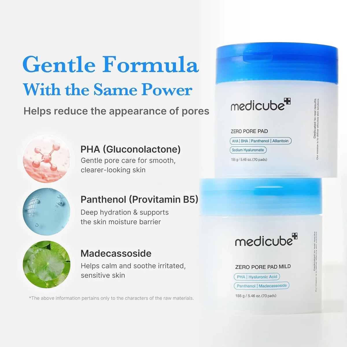 MEDICUBE Zero Pore Madecassoside Pads Mild gentle formula reduce appearance of pores