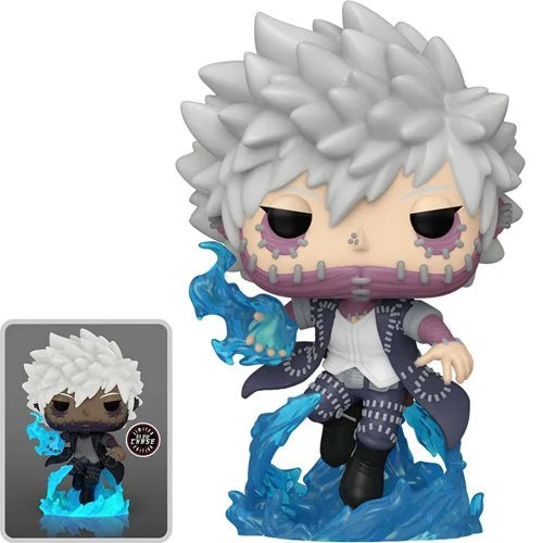 Funko Pop Dabi with Blue Flames Glow-in-the-Dark Exclusive from My Hero Academia, vinyl anime collectible figure with white spiky hair and stitched face design