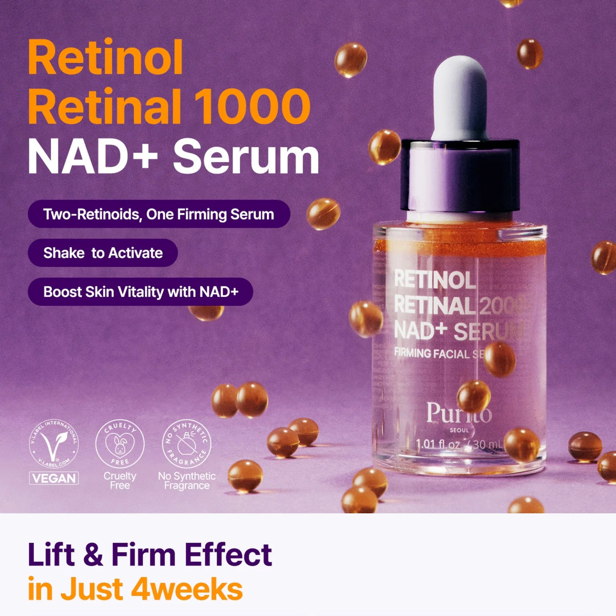 PURITO SEOUL Retinol Retinal 2000 NAD+ Serum 30ml two retinoids firming serum