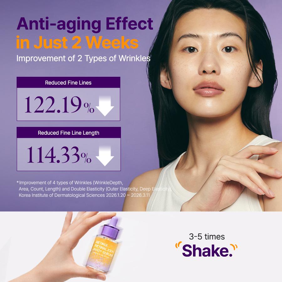 PURITO SEOUL Retinol Retinal 2000 NAD+ Serum anti aging effect in just 2 weeks