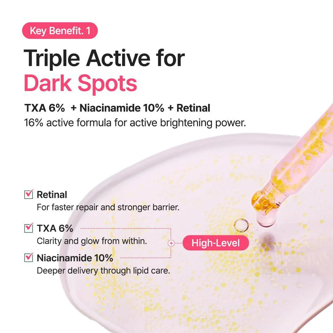 PURITO TXA 6 Niacinamide 10 Retinal Serum capsule texture for dark spots and uneven skin tone