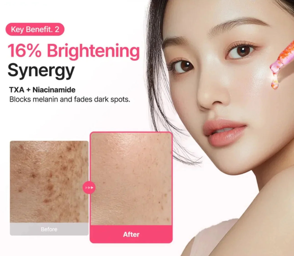 PURITO TXA 6 Niacinamide 10 Retinal Serum brightening synergy before vs after