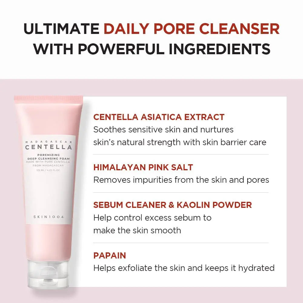 SKIN1004 Poremizing Deep Cleansing Foam rich creamy foam texture with kaolin and mineral salts