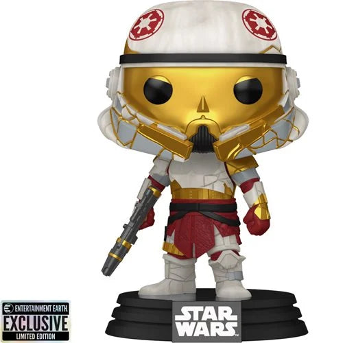 Star Wars Ahsoka Captain Enoch Funko Pop Vinyl Figure number 690, Entertainment Earth exclusive collectible toy with gold mask and Imperial helmet.
