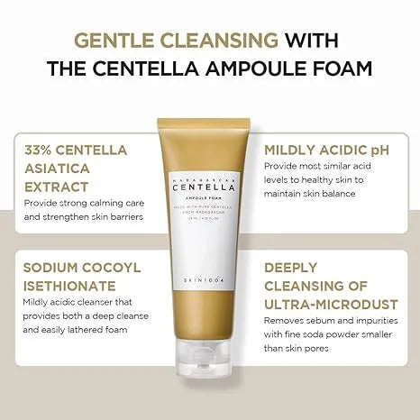 SKIN1004 Centella Ampoule Foam creamy paste and rich foaming cleanser key ingredients